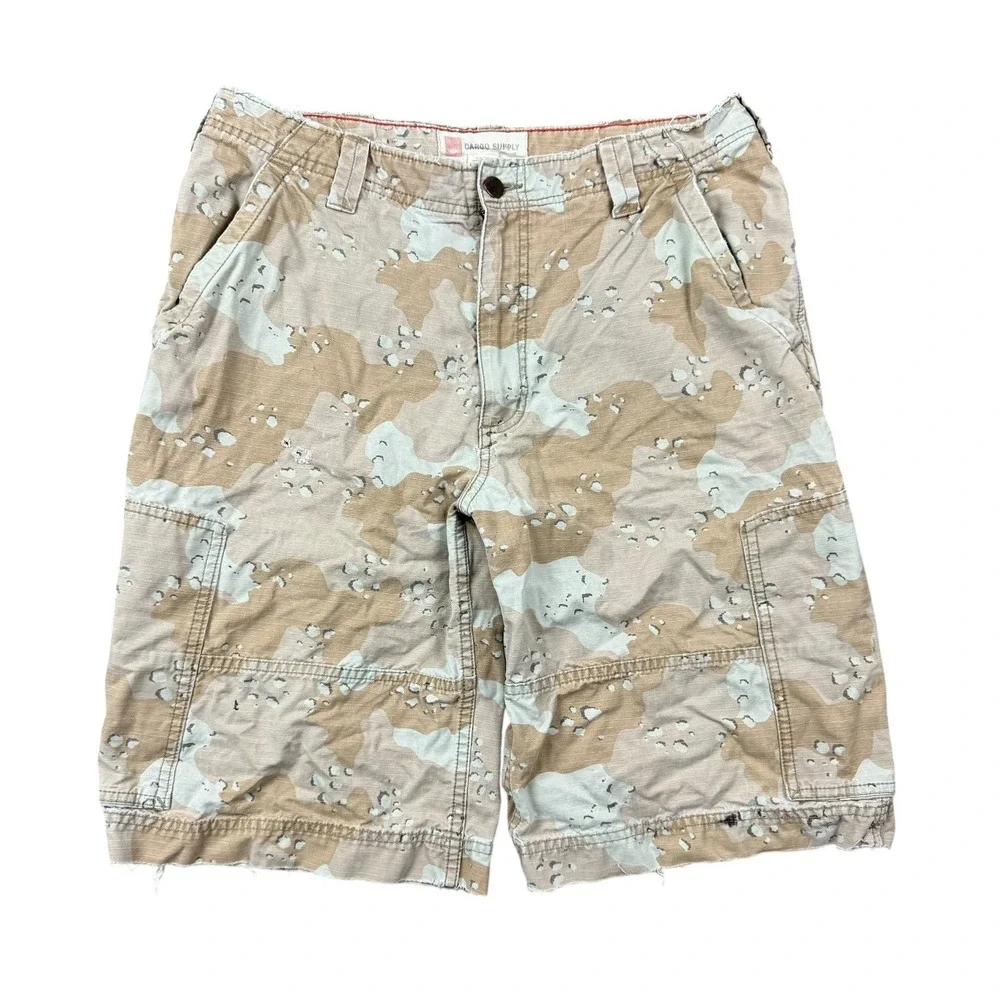 Y2K Mossimo Shorts Men 31 Chocolate Chip Camo Cargo Baggy 12